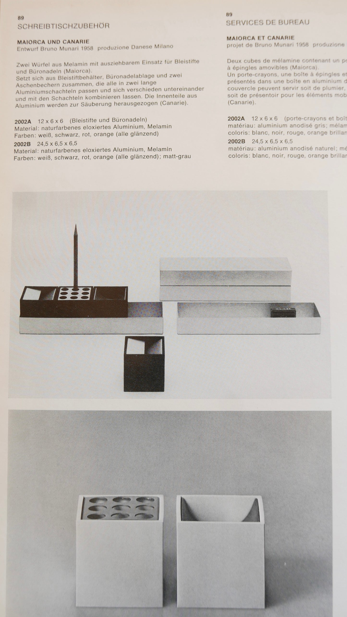 Desk sets by Bruno Munari for Danese Milano, 1958